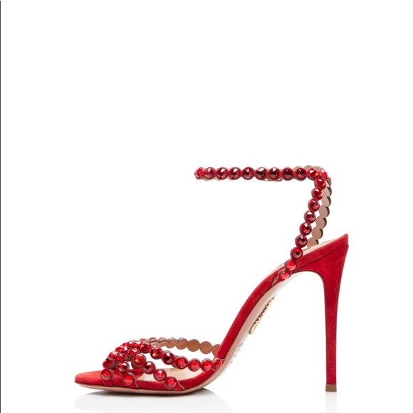 Red Aquazzura Tequila Sandals 105MM - Picture 6 of 8